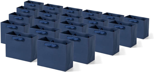 Blue Navy Gift Bag with Handles 8.7×3.9×7.1'' Kraft Paper Bags